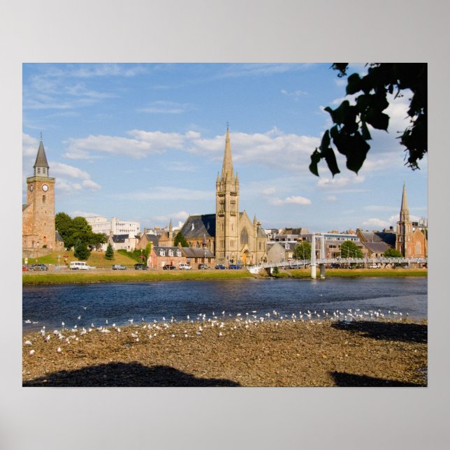 Skyline and river of quaint town of Inverness Poster (Front)
