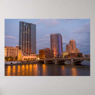 Skyline At Dusk, On The Grand River 2 Poster
