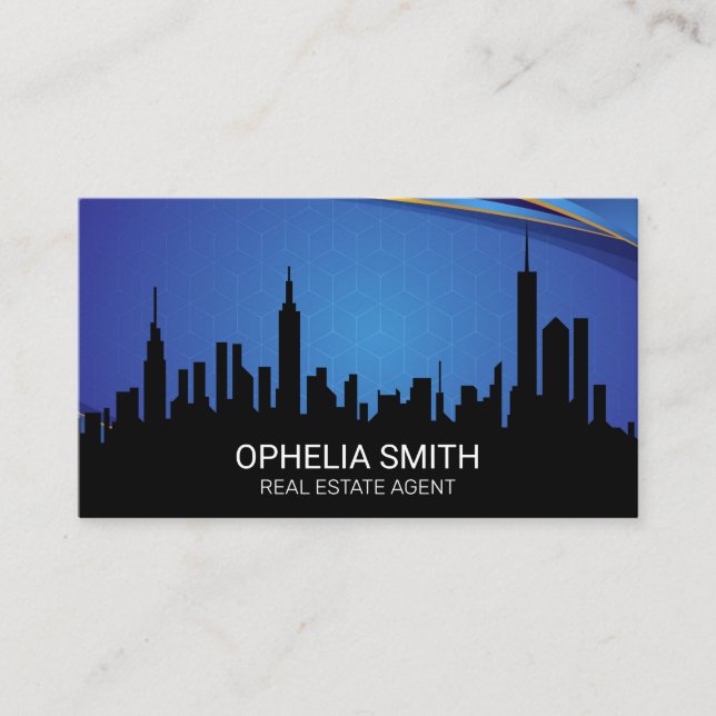 Skyline Buildings | Modern Geometric Business Card (Front)