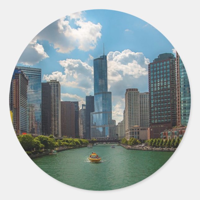 Skyline Chicago Classic Round Sticker (Front)