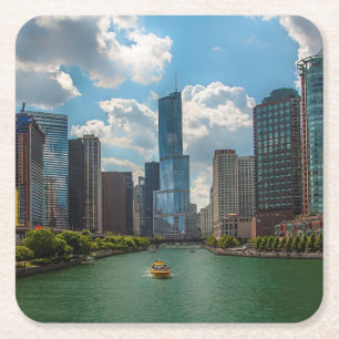 Skyline Chicago Square Paper Coaster