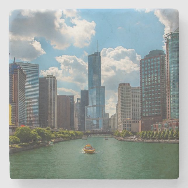 Skyline Chicago Stone Coaster (Front)
