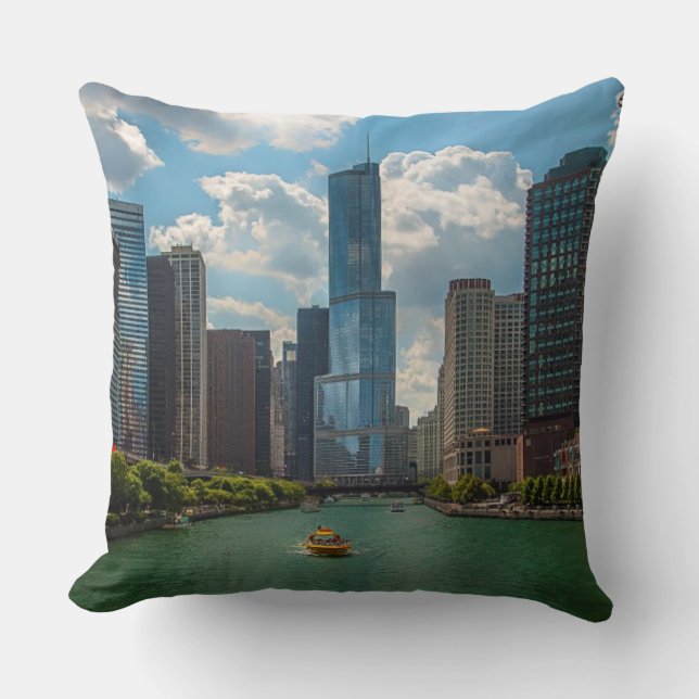 Skyline Chicago Throw Pillow (Front)