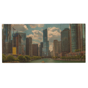 Skyline Chicago Wood USB Flash Drive
