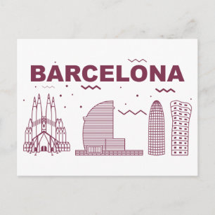 Skyline City Landscape Barcelona, Spain Postcard