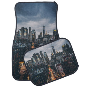 SKYLINE CITY SCENERY VIEW FROM THE MANHATTAN BRIDG CAR FLOOR MAT