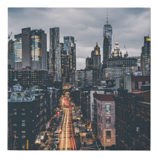 SKYLINE CITY SCENERY VIEW FROM THE MANHATTAN BRIDG FAUX CANVAS PRINT