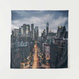 SKYLINE CITY SCENERY VIEW FROM THE MANHATTAN BRIDG TAPESTRY