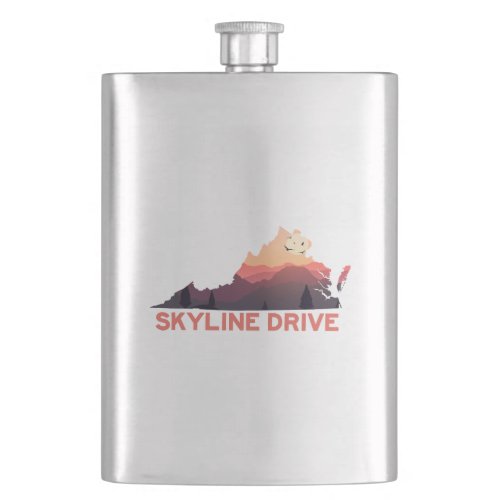 Skyline Drive Shenandoah Virginia Map Flask