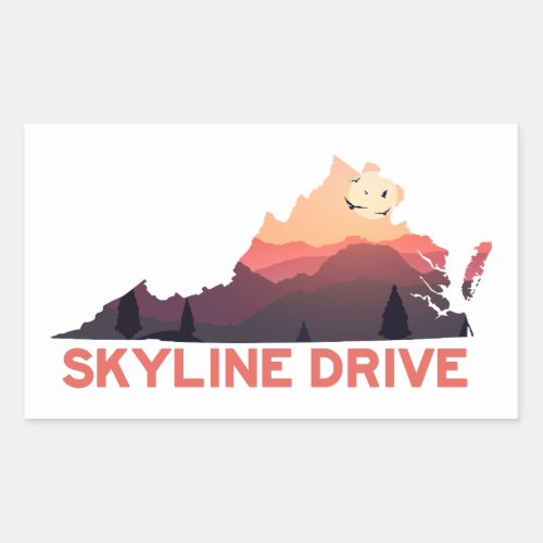 Skyline Drive Shenandoah Virginia Map Rectangular Sticker