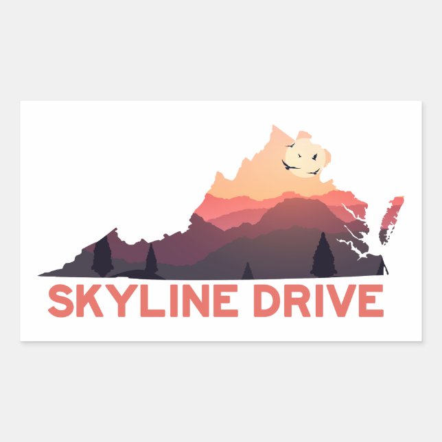 Skyline Drive Shenandoah Virginia Map Rectangular Sticker (Front)