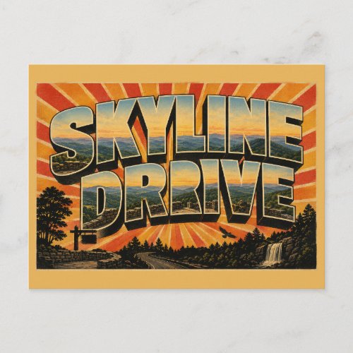 Skyline Drive VA Overlook Blue Ridge Art Postcard