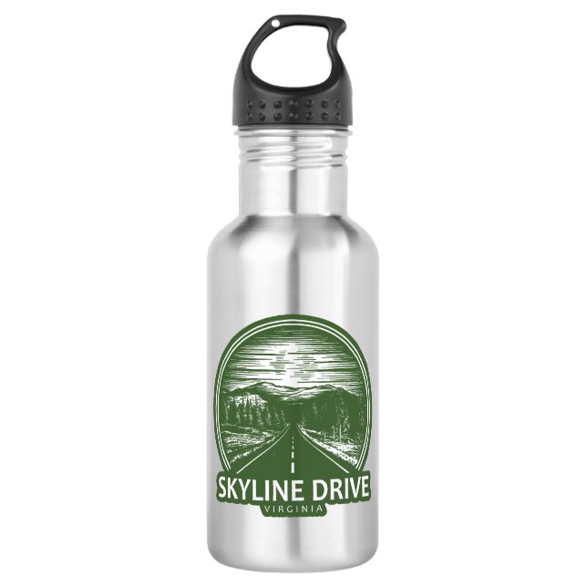 Skyline Drive Virginia Forest Stainless Steel Water Bottle (Front)