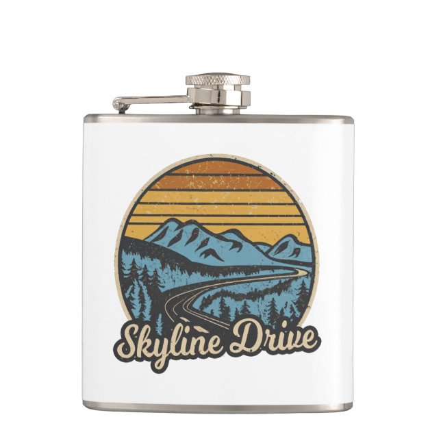 Skyline Drive Virginia Retro Flask (Front)
