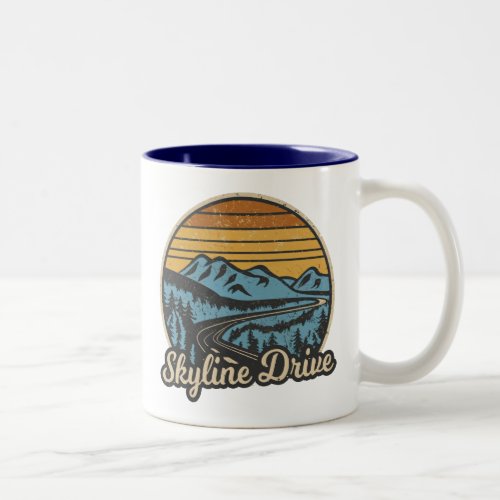 Skyline Drive Virginia Retro Two_Tone Coffee Mug