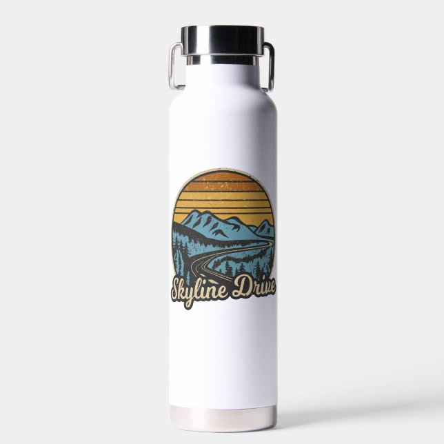 Skyline Drive Virginia Retro Water Bottle (Front)
