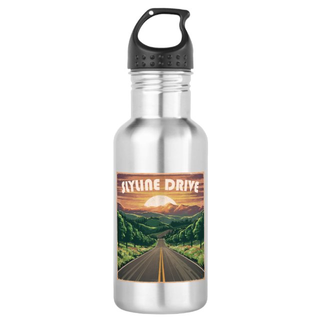 Skyline Drive Virginia Sunset Stainless Steel Water Bottle (Front)