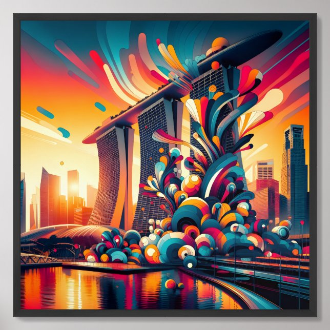 Skyline Fantasy: Singapore's Marina Bay Framed Art (Framed Front)