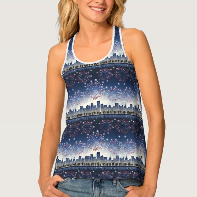 Skyline Fireworks—United States 250th Tank Top (Front)