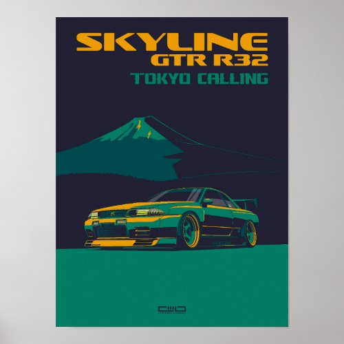 Skyline GTR R32- Godzilla Poster