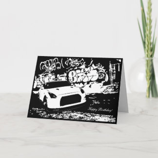 Skyline GTR with Graffiti CarTheme Birthday Card