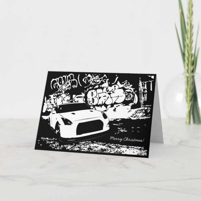 Skyline GTR with Graffiti CarTheme Christmas Card (Front)