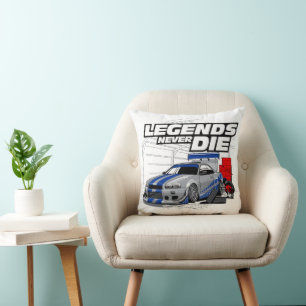 SKYLINE LEGENDS NEVER DIE! THROW PILLOW
