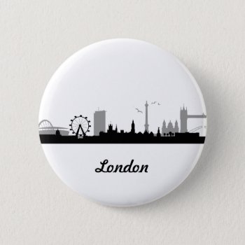 Skyline London Pinback Button by JiSign at Zazzle