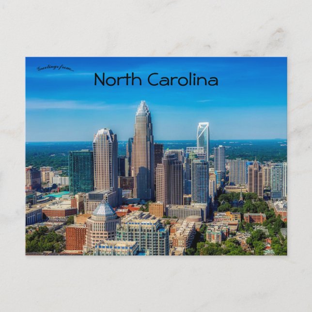 Skyline of Charlotte North Carolina Postcard (Front)