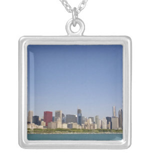 Skyline of Chicago, Illinois, USA. Silver Plated Necklace