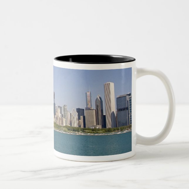Skyline of Chicago, Illinois, USA. Two-Tone Coffee Mug (Right)