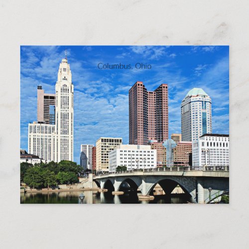 Skyline of Columbus Ohio Holiday Postcard
