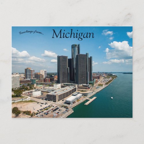 Skyline of Detroit Michigan Postcard