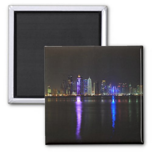 Skyline of Doha Qatar at night magnet