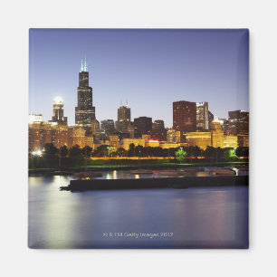 Skyline of downtown Chicago at dusk Magnet