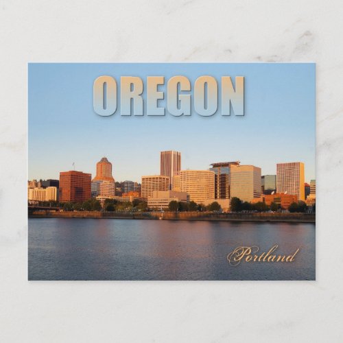 Skyline of downtown Portland Oregon at sunset Postcard
