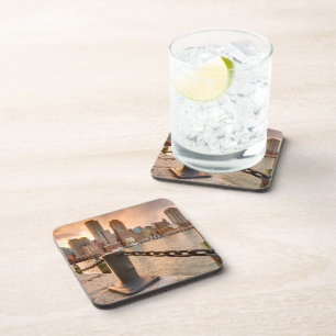 Skyline of Financial District of Boston Beverage Coaster