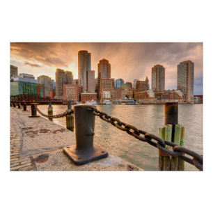 Skyline of Financial District of Boston Poster