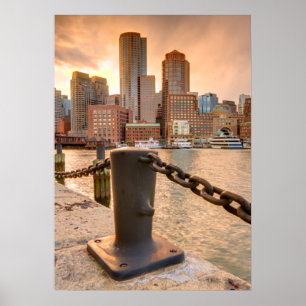 Skyline of Financial District of Boston Poster