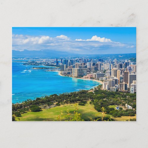Skyline of Honolulu Hawaii Postcard