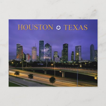 Skyline Of Houston, Texas At Dusk Postcard
