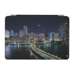 Skyline of Miami city with bridge at night iPad Mini Cover