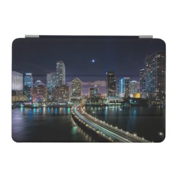 Skyline Of Miami City With Bridge At Night Ipad Mini Cover by iconicmiami at Zazzle