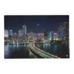 Skyline Of Miami City With Bridge At Night Placemat at Zazzle