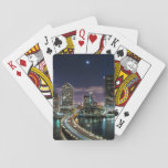 Skyline Of Miami City With Bridge At Night Playing Cards at Zazzle