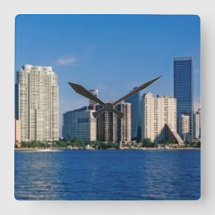 Skyline of Miami, Florida Square Wall Clock