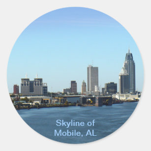 Skyline of Mobile, AL Classic Round Sticker
