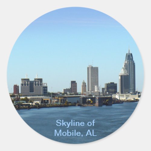 Skyline of Mobile AL Classic Round Sticker