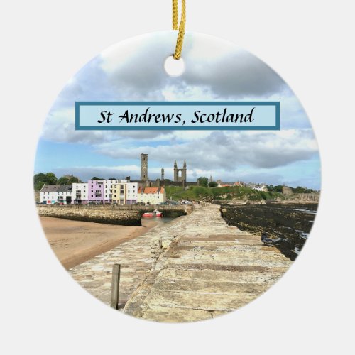 Skyline of St Andrews Fife Scotland with Pier Ceramic Ornament