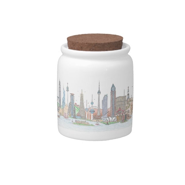 Skyline of the World Candy Jar (Front)